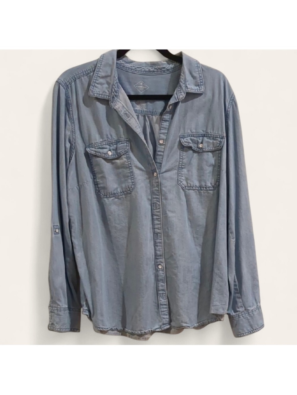 St. John's Bay Light Blue Denim-Style Button-Down Shirt
